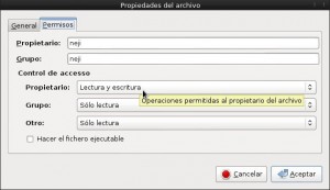 En un manejador de ficheros como PCmanFM podemos ver las propiedades de un archivo dando click derecho / propiedades. 