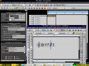 rosegarden y su editor de partituras.