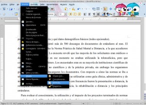 Interfaz gráfica de Libre Office Writer 4.2.3 con Personas.